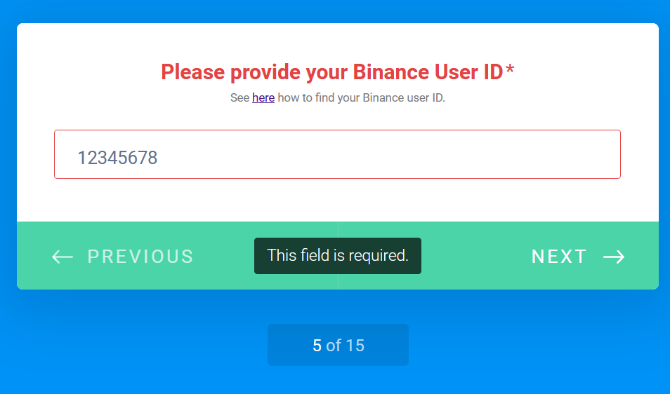 binance user id для участия в викторине oasis network
