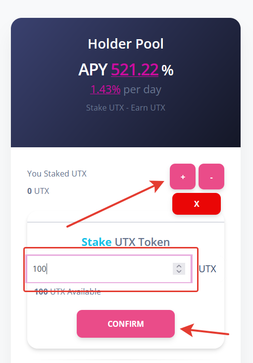 стейкинг utx на бирже ultix